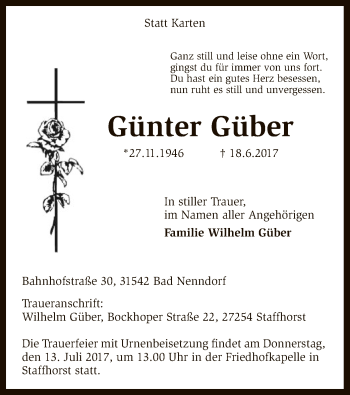 Traueranzeige von Günter Güber von SYK