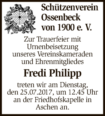 Traueranzeige von Fredi Philipp von SYK