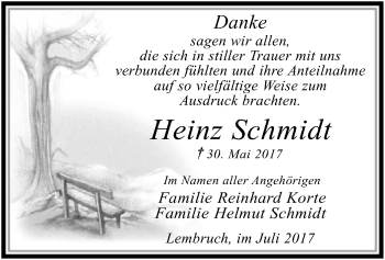 Traueranzeige von Heinz Schmidt von SYK