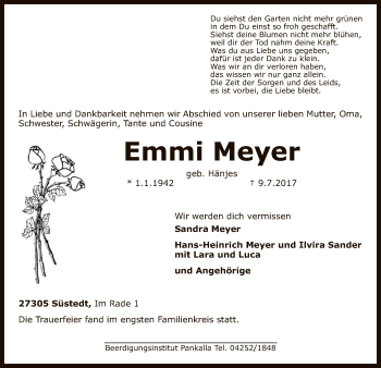 Traueranzeige von Emmi Meyer von SYK