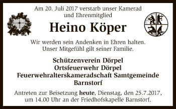 Traueranzeige von Heino Köper von SYK