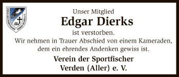 Traueranzeige von Edgar Dierks von SYK