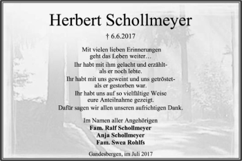 Traueranzeige von Herbert Schollmeyer von SYK