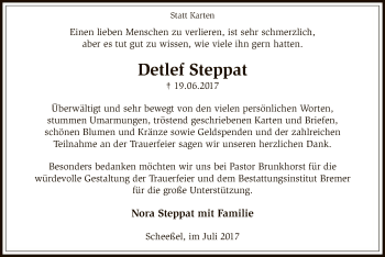 Traueranzeige von Detlef Steppat von SYK