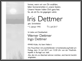 Traueranzeige von Iris Dettmer von SYK