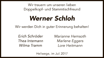 Traueranzeige von Werner Schloh von SYK