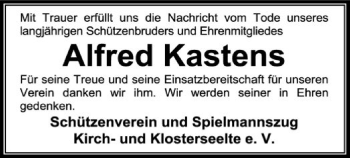 Traueranzeige von Alfred Kastens von SYK