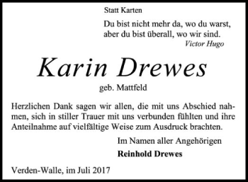 Traueranzeige von Karin Drewes von SYK