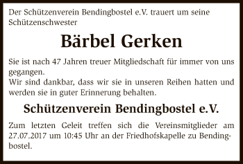 Traueranzeige von Bärbel Gerken von SYK