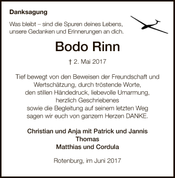 Traueranzeige von Bodo Rinn von SYK