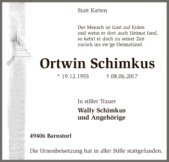 Traueranzeige von Ortwin Schimkus von SYK