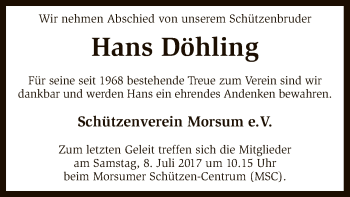 Traueranzeige von Hans Döhling von SYK