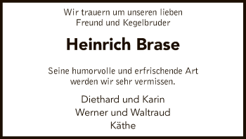 Traueranzeige von Heinrich Brase von SYK