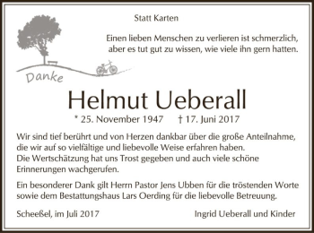 Traueranzeige von Helmut Ueberall von SYK