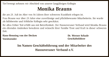 Traueranzeige von Monika Brauns von SYK