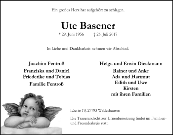 Traueranzeige von Ute Basener von SYK
