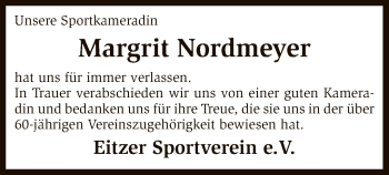 Traueranzeige von Margrit Nordmeyer von SYK