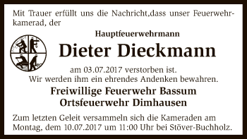 Traueranzeige von Dieter Dieckmann von SYK