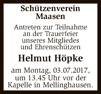 Traueranzeige von Helmut Höpke von SYK