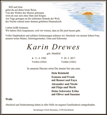 Traueranzeige von Karin Drewes von SYK