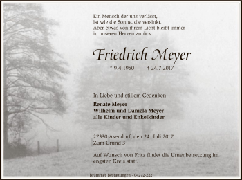 Traueranzeige von Friedrich Meyer von SYK
