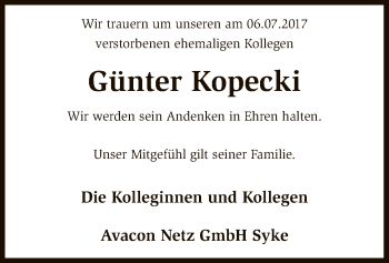 Traueranzeige von Günter Kopecki von SYK