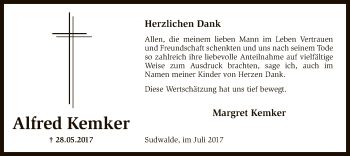 Traueranzeige von Alfred Kemker von SYK