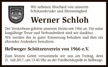 Traueranzeige von Werner Schloh von SYK