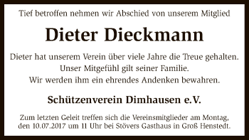 Traueranzeige von Dieter Dieckmann von SYK