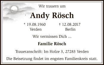 Traueranzeige von Andy Rösch von SYK