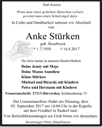 Traueranzeige von Anke Stürken von SYK