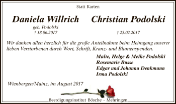 Traueranzeige von Daniela und Christian  von SYK