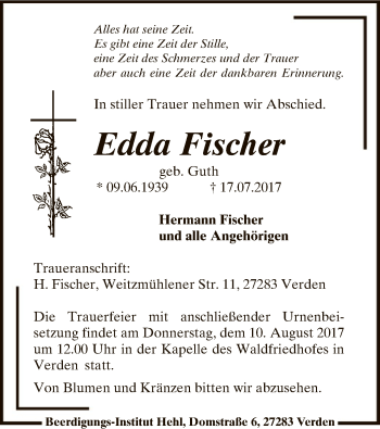 Traueranzeige von Edda Fischer von SYK