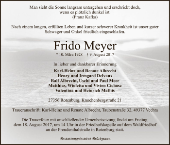 Traueranzeige von Frido Meyer von SYK