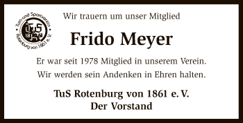 Traueranzeige von Frido Meyer von SYK