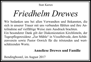 Traueranzeige von Friedhelm Drewes von SYK