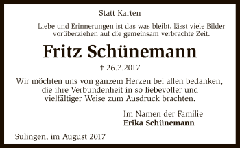 Traueranzeige von Fritz Schünemann von SYK