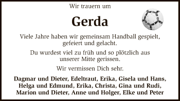 Traueranzeige von Gerda Oberbeck von SYK