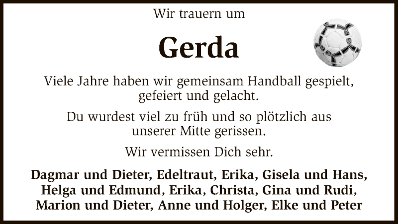  Traueranzeige für Gerda Oberbeck vom 05.08.2017 aus SYK