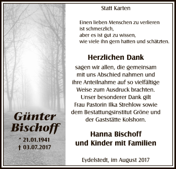 Traueranzeige von Günter Bischoff von SYK