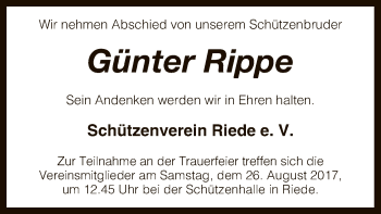 Traueranzeige von Günter Rippe von SYK