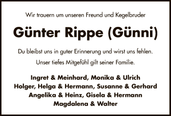 Traueranzeige von Günter Rippe von SYK