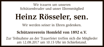 Traueranzeige von Heinz Rösseler von SYK