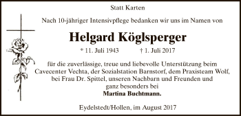 Traueranzeige von Helgard Köglsperger von SYK