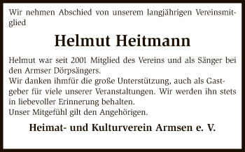 Traueranzeige von Helmut Heitmann von SYK