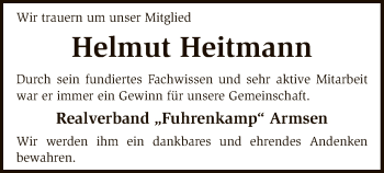 Traueranzeige von Helmut Heitmann von SYK