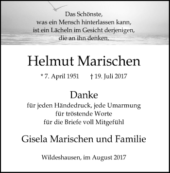 Traueranzeige von Helmut Marischen von SYK