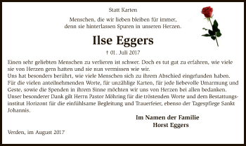 Traueranzeige von Ilse Eggers von SYK