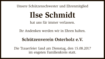 Traueranzeige von Ilse Schmidt von SYK