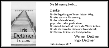 Traueranzeige von Iris Dettmer von SYK